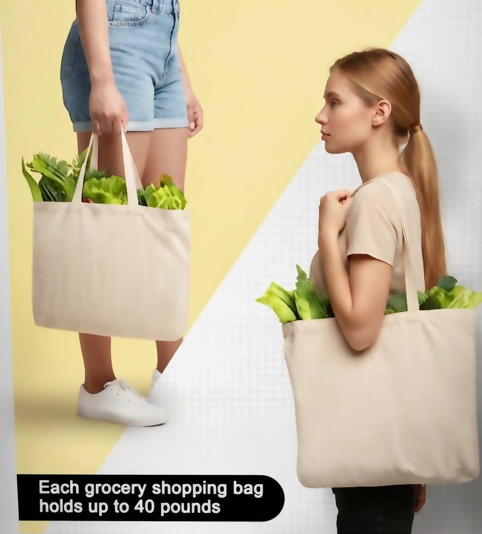 Premium 100% Cotton Tote Bag – Reusable Eco-Friendly Everyday Shoulder Bag